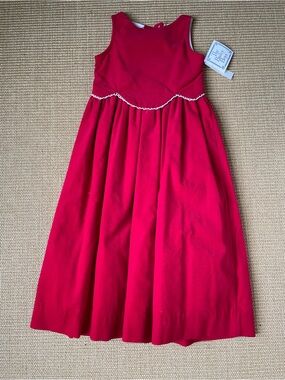 The Bailey Boys Christmas red corduroy dress with white trim NWT 4